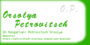 orsolya petrovitsch business card